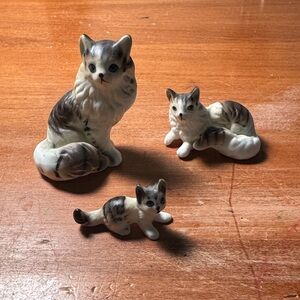 Vintage Miniature Tabby Cat Figurines Set of 3
